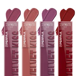 PERPAA Set Of 4 Velvet Kiss Waterproof Matte Liquid Lipstick-3.5 ml Each-Shades -4-5-6-9-14