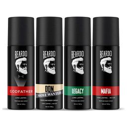 BEARDO Men Set of 4 Long Lasting Body Sprays - 100g each-1