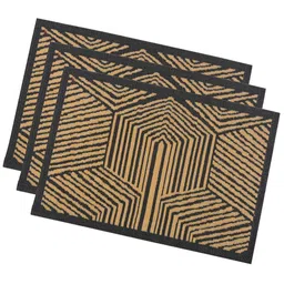 Kuber Industries 3-Pcs Grey & Beige Jacquard Rectangular Anti-Skid Doormats-80
