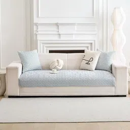 HomeCloud Grey & White PrintedAnti Slip Cotton Sofa Cover-image-79