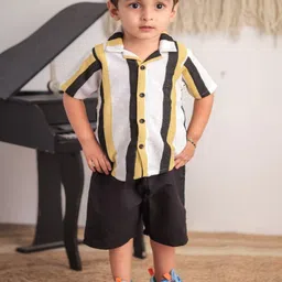 BLOOD PANTHER Boys Striped Short Sleeves Shirt With Shorts-image-71