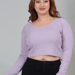 Fabme Women Plus Size Textured Cotton Crop Top-image-14