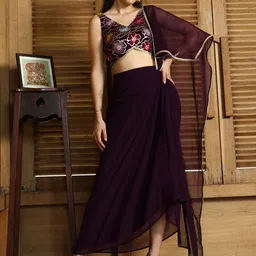 QISSA Solid Embellished Saree-image-31