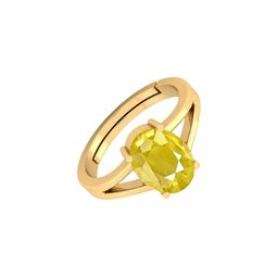 Barmunda gems Unisex Gold Plated Adjustable Yellow Sapphire Brass Finger Ring-image-99