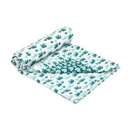 BLOCKS OF INDIA Kids Turquoise Blue Animal Printed Cotton 150 GSM AC Room Single Bed Dohar-image-36