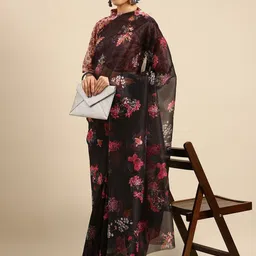HERE&NOW Floral Printed Organza Saree-picture-40