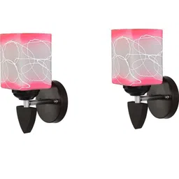 1ST TIME Pack Of 2 Pink & White Printed Glass Cylinder Shaped Wall Lamp-picture-39
