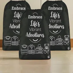 Aura Black & White 3 Pieces Printed Foldable Laundry Bags-0