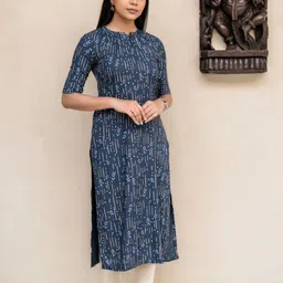 HAY Geometric Printed Mandarin Collar Straight Kurta-picture-10
