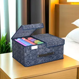 Kuber Industries Navy Blue 4 Pieces Foldable Double Lid Multi-Utility Organisers-43