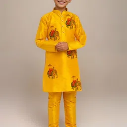 DEVOILER Boys Ethnic Motifs Printed Mandarin Collar Straight Kurta-image-35