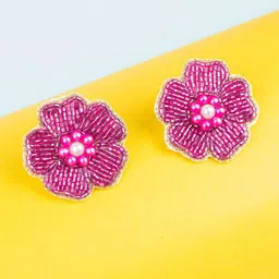 Crunchy Fashion Artificial Beaded Floral Shaped Studs-15