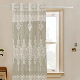 Aura White Ethnic Motifs Printed Cotton Regular Window-picture-40