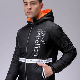 The Indian Garage Co Men Colourblocked Lightweight Puffer Jacket with Patchwork-picture-22