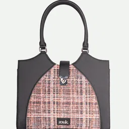 ZOUK Women Checked Printed Two Handles Shoulder Bag with Tasselled image 4