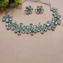 AL ADAM FASHION Sliver-Plated Stone-Studded Jewellery Set-image-92