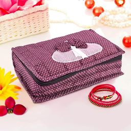 Kuber Industries Purple & White Polka Dot Printed Jewellery Organiser-21