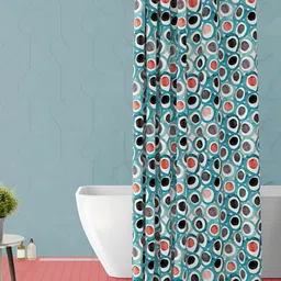 ArtzFolio Teal and Red Geometric Printed Waterproof Shower Curtain-12