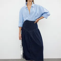 Trendyol Pure Cotton A-line Midi Skirt-image-86