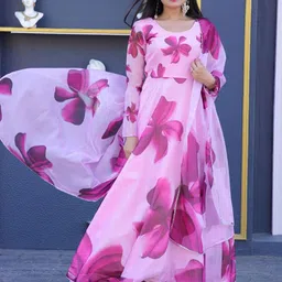 Jash Creation Women Floral Printed Maxi Dress With Dupatta-image-70