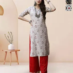 7Threads Selection Of 3 Floral Printed Round Neck Straight Kurtas-picture-25