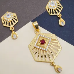 DEWENWILS Gold-Plated American Diamond Studded Jewellery Set-31