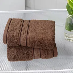 MYTRIDENT 2-Pcs Brown 600 GSM Pure Cotton Hand Towels-image-41