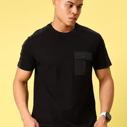 V-Mart Men Solid Cotton Pockets Tshirt-image-40