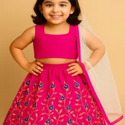 Tejam Girls Embellished Semi-Stitched Lehenga & Ready to Wear Blouse With Dupatta-picture-51