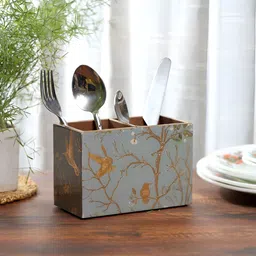 DULI Silver Toned & Gold Toned Printed Wooden Utility Holder-57