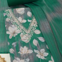 Soch Floral Printed Sequinned Tissue Unstitched Dress Material-picture-42