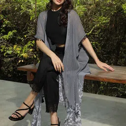 QISSA Halter Neck Top Shrug With Trousers Co-Ords Set-image-83
