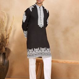 KRAFT INDIA LUXE Men Ethnic Motifs Embroidered Kurta with Trousers-image-63
