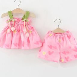 LULU & SKY Girls Printed Shoulder Straps Pure Cotton Top with Shorts-image-22
