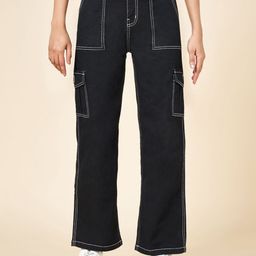 Coolsters by Pantaloons Girls Zipper Fly Contrast Stitch Flap Pocket Flared Jeans-picture-51