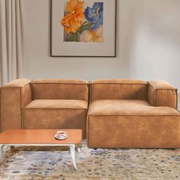 nestroots ElegantEdge Tan-Brown 2-Seater Comfortable L Shaped Sofa-11