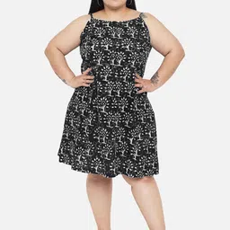 Indietoga Plus Size Printed Pure Cotton A-Line Dress-13