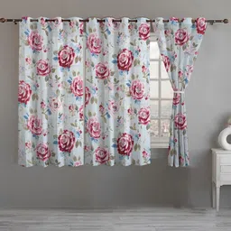 ANA Maroon & Blue 3 Pieces Floral Room Darkening Window-35