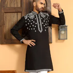 KRAFT INDIA LUXE Floral Embroidered Thread Work Mandarin Collor Straight Kurta-51