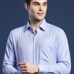 Hancock Men Classic Slim Fit Textured Spread Collar Cotton Formal Shirt-image-28