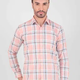DESIGN UP Men Premium Slim Fit Opaque Checked Formal Shirt-image-73