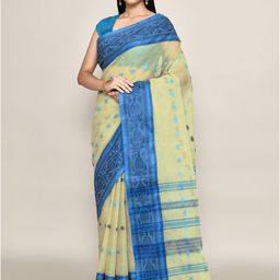 PUKU Ethnic Motifs Woven Design Patchwork Pure Cotton Taant Saree-picture-46