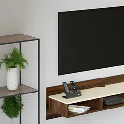 bluewud Reynold Brown & Beige Wooden TV Entertainment Unit-image-76