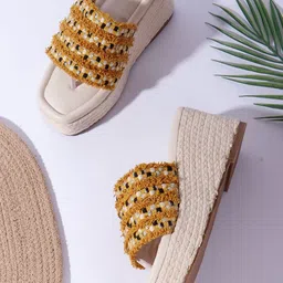 Denill Women Yellow Platform Sandals-picture-43