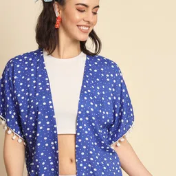 BAESD Women Printed Tasselled Shrug-30