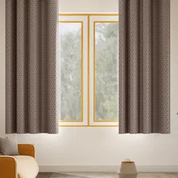 haus & kinder Mosaic Mirage Brown & White 2 Pieces Printed Room Darkening Window Curtains-picture-30