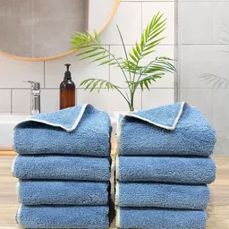 LABHAM 8-Pcs Blue & Beige Super Soft Ultra Absorbent 450 GSM Bath Towel-15