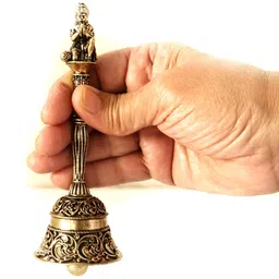 The Spiritual Living Yellow & Black Textured Brass Hanuman Bell-picture-28