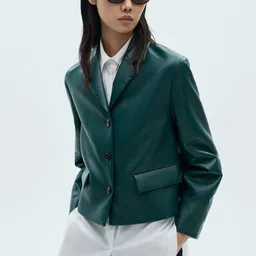 MANGO Faux Leather Quilted Blazer-image-40