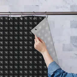 ArtzFolio Black & Grey Printed Waterproof Shower Curtain-11